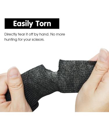 Self Adhesive Bandage Wrap - 3x5 Yards Athletic Tape for First Aid & Sports | 12 Rolls - Black - Ideal for Wrist & Ankle Sprains - Buy Online on GoSupps.com