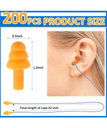 Xuhal 200 Pairs Corded Ear Plugs - Waterproof Silicone Reusable Noise Cancelling Earplugs for Sleeping Swimming Shooting & More | International Shipping - Buy Online on GoSupps.com