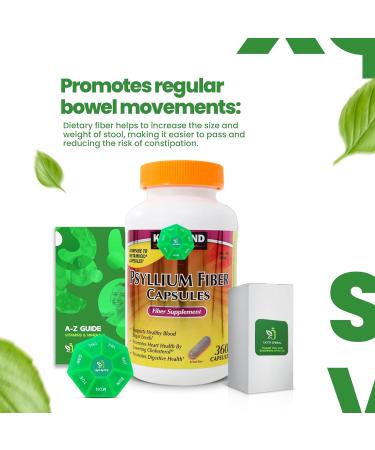 Psyllium Fiber Capsules 360 Count Dietary Supplement with Exclusive Better Ligth&Spring Guide - Buy Online on GoSupps.com