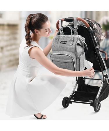 Viedouce Baby Diaper Backpack - Waterproof Large Capacity Gray Diaper Bag with Changing Pad & Stroller Straps | Multifunctional Baby Bag for Travel - Buy Online on GoSupps.com