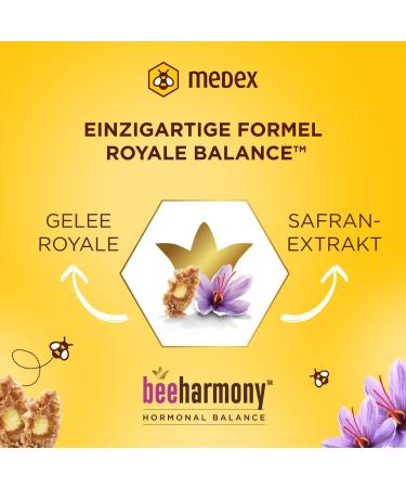 Medex Beharmony Menopause Capsules - Natural Hormone Balance with Gel e Royale Saffron & Essential Vitamins K2 D3 E B6 | 60 Capsules for 30 Days - Buy Online on GoSupps.com