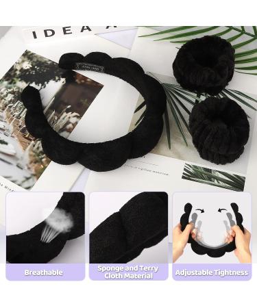 3 Pack Black Terry Cloth Makeup Headbands for Skincare and Makeup Removal - Buy Online on GoSupps.com