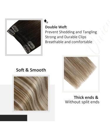 Vivien Clip In Extensions - Real Remy Hair Blonde & Dark Brown Ombre 14 Inch 120g 7PCs | High-Quality Clip-In Hair Extensions - Buy Online on GoSupps.com