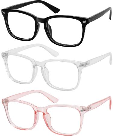 Buy Unisex Blue Light Filter Glasses - Nerd Style Non-Prescription Clear Lens in Black Clear and Pink - Buy Online on GoSupps.com