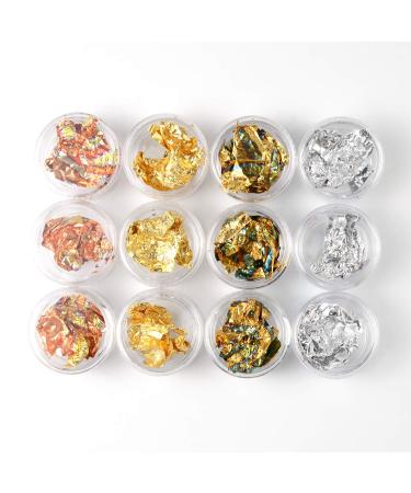 Nail Art Glitter Decoration Set - 24 Boxes Nail Foil Rose Gold Silver Paillette Flake Sequins for 3D Nail Design - Buy Online on GoSupps.com