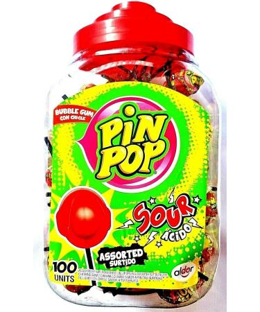 LOLLIPOPS BUBBLEGUM FILLED PIN POP SOUR MIX FLAVOURS LOLLIES KIDS PARTY BAGS (25) Assorted - Buy Online on GoSupps.com