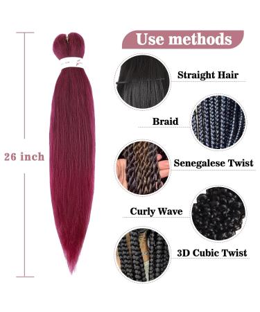 3 Pieces Low Temperature Yaki Synthetic Hair Extensions - 26 Inch Soft Crochet Lichen Fiber in Dark Red | Itch-Free & Easy to Style - Buy Online on GoSupps.com