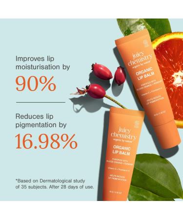 Juicy Chemistry Blood Orange & Rosehip Lipbalm 10 g | Organic Lip Balm for Dark Pigmented Dry & Chapped Lips | Enriched with Vitamin A C E & Ceramides | Clinically Tested | For Men Women & Kids - Buy Online on GoSupps.com