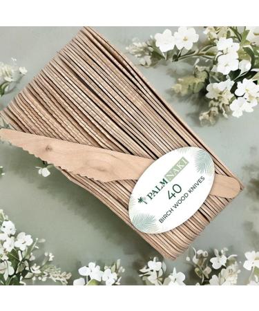 Palm Naki Birchwood Knives (40 Pack) - Eco-Friendly Disposable Cutlery | Compostable & Biodegradable Dinnerware - Buy Online on GoSupps.com
