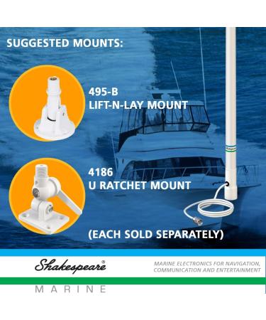 Shakespeare 5206-N White 8' Marine Antenna - Reliable Performance for Boating Needs - Buy Online on GoSupps.com