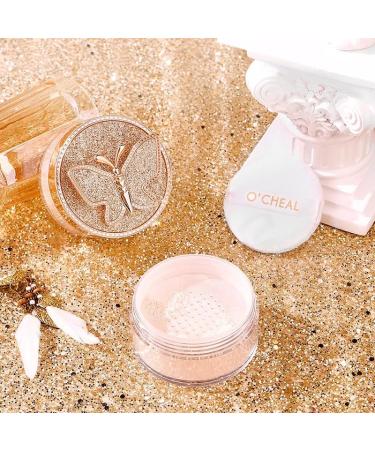 OCHEAL waterproof lasting makeup powder face setting butterfly loose powder cosmetics contain mirror