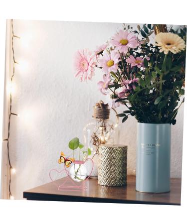 Zerodeko Wrought Iron Hydroponic Flower Pot Plein Air Frames Freesia Greenery Wall Vases for Flowers Green Plant Pot Cactus Plant Terrarium Glass Desktop Office Decorations Pink Pink 20.5X8CM - Buy Online on GoSupps.com