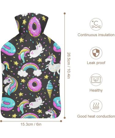 Donuts Unicorns Hot Water Bottle with Cover - Plush Hand Warmer for Adults & Kids | 26.5x15.3cm | Cozy & Cute Gift - Buy Online on GoSupps.com