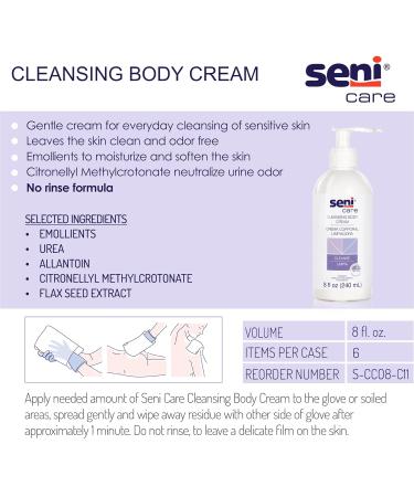 Seni Care Cream Rinse-Free Body Wash 8 oz - Light Scent Pump Bottle 6 Ct | Best for Sensitive Skin - Buy Online on GoSupps.com