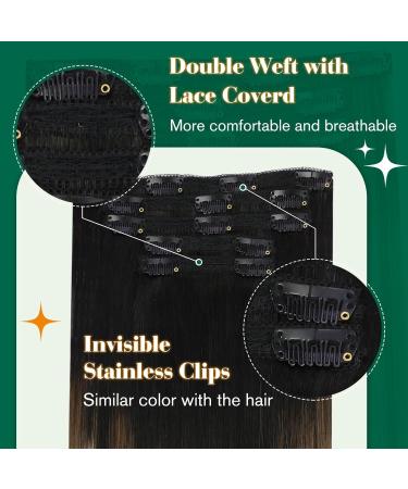 Easyouth Real Hair Ombre Clip In Extensions - 14 Remy Human Hair 70g #1B/6/27 5pcs - Perfect for Effortless Volume & Length - Buy Online on GoSupps.com