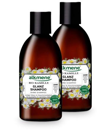 alkmene Organic Chamomile Shampoo - Shampoo for Dull and Brittle Hair - Plant-Based Anti-Breakage Shampoo Without Silicones Parabens Mineral Oils SLS and SLES (2x 250 ml)