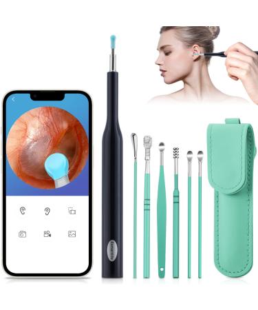 Ear Wax Removal Endoscope Ear Wax Cleaner Tool with 6 Pcs Ear Set Ear Wax Removal Kit with Silicone Ear Spoon 1080P HD Camera Wireless Ear Otoscope with 6 LED Lights for Any Smart Phones(Royal Blue)