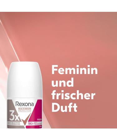  Rexona Rexona Maximum Protection Fresh Roll-On Deodorant Antiperspirant with 3 layers of protection against stress heat and movement. Extreme 96-hour protection. 50 ml - Buy Online on GoSupps.com