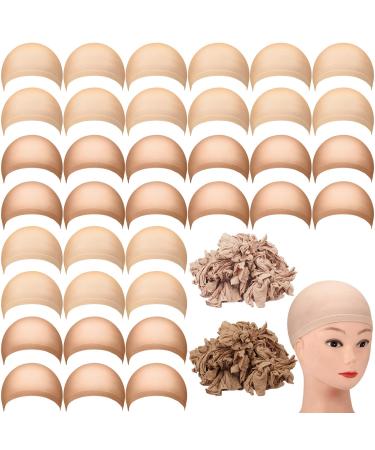 200 Pieces Wig Caps Nylon Stocking Caps Bulk Stretchy Bald Cap Bulk Elastic Head Wig Accessories for Halloween Women Men Hair decorations  Brown and Light Brown