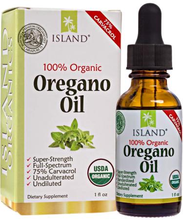Oregano Oil Organic Liquid Drops - 100% Pure & Undiluted - USDA-Certified Organic (1 oz) 75% Carvacrol - Grown in Spain - Immune Support Supplement with Oil of Oregano by Island Nutrition.