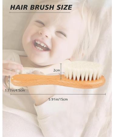 2 Pcs Natural Soft Baby Hair Brush Set with Wooden Handle - Gentle Goat Bristles for Newborns & Toddlers - Buy Online on GoSupps.com