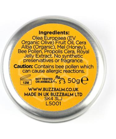 BuzzBalm Natural Dry Skin Moisturiser - Manuka Honey Cream Bee Propolis Beeswax with Unique Melixir Simple Moisturiser for Very Dry Skin on Body Heels Elbows (50g) 50 g (Pack of 1) - Buy Online on GoSupps.com