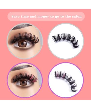 Pink Colored False Eyelashes 10 Pairs Pack - Wispy Curly Russian Strip Fake Lashes - Faux Mink Lashes - 3D Natural Lashes - Josiezoey B4-Mixed - Buy Online on GoSupps.com