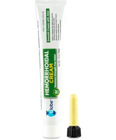 Globe Hemorrhoid Symptom Treatment Cream with Aloe (1.8oz) - Pain Relief & Comfort for Hemorrhoids, Piles, Itching - 3 Pack - Buy Online on GoSupps.com