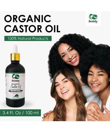 Seddy Organic Castor Oil - 100% Pure Cold Pressed | Premium Hair Growth & Skin Oil | Hexane-Free | 3.4 Fl. Oz Glass Bottle - Buy Online on GoSupps.com