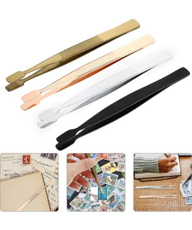 Precision Tweezers 4Pcs Stamp Tweezers stamp tool stamp stamp straight Stainless Steel Anti- Forceps As Shown 11X0.5cm - Buy Online on GoSupps.com