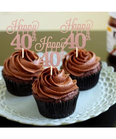 Pack of 24 40 Cupcake Toppers Glitter Happy 40th Birthday Cake Toppers Number 40 Eightteen Sweet 40 Birthday Wedding Anniversary Party Cake Decorations Accessories Rose Gold - Buy Online on GoSupps.com