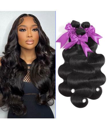 BEANATASHA Body Wave Bundles 16 18 20 Inch 10A 3 Bundles Human Hair 100% Unprocessed Brazilian Virgin Human Hair Extensions Double Weft Anti-shedding Bundles Deals Natural Color Full And Thick 16 18 20 Inch Natural Black