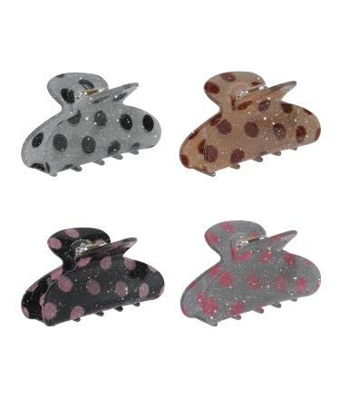 NiAMAi 3.35 Shiny Acrylic Hair Claw Clip for Women Girls - Polka Dot Pattern - 4 Pack - Buy Online on GoSupps.com
