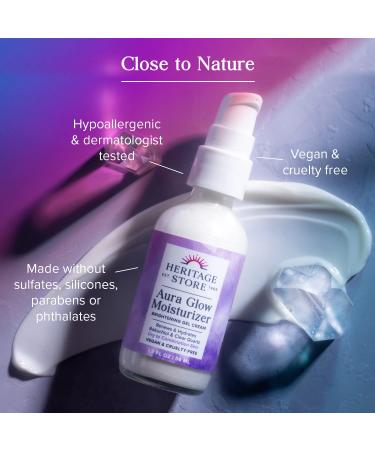 Heritage Store Aura Glow Facial Moisturizer - Brightening Gel Cream for Dry Combination Skin | Hypoallergenic Vegan Bakuchiol & Clear Quartz | 1.9oz - Buy Online on GoSupps.com