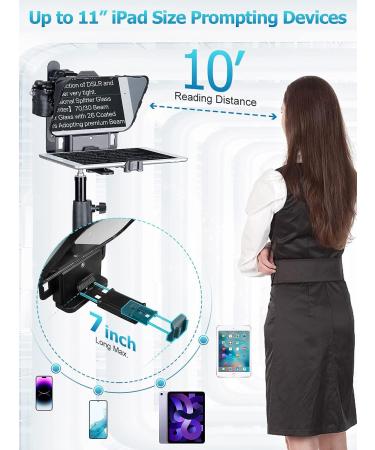 Desview T3S Teleprompter for Devices up to 11 with Remote Control and Liftable Shooting Platform - Buy Online on GoSupps.com