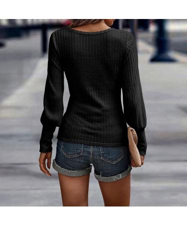 Women's Basic Long Sleeve Crewneck T-Shirt - Slim Fit Ribbed Knit Top in Black (Size Small) - Buy Online on GoSupps.com
