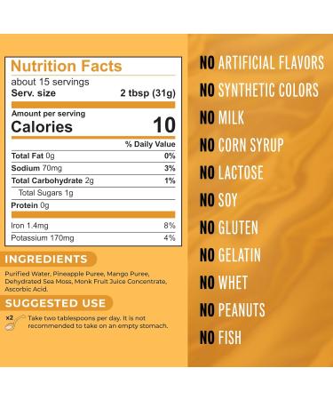 TrueSeaMoss Sea Moss Gel - Alternative Form of Sea Moss - Mango/Pineapple Sea Moss Gel - Sea Moss Gel Organic Raw - Made in the USA - Mango/Pineapple Sea Moss Gel 473 ml (16 Fl Oz) - Buy Online on GoSupps.com