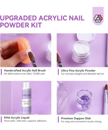 Saviland Acrylic Nail Kit for Beginners - 3 Colors Powder & Liquid Set with Nail Brush & Tools - DIY Nail Extension & Manicure Gift - 02 with Practice Fingers - Buy Online on GoSupps.com