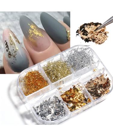 Glitter Nail Art Foils Flakes  Holographic Sparkly Ultra-Thin Aluminum Foil Nail Art Flakes Design  Laser Nail Sequins Acrylic Supplies for Women Manicure Charms Decorations  DIY 3D Nail Art Tips