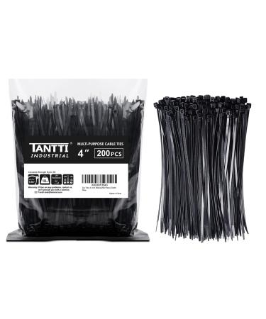 ZKMAGIC Zip Ties 4 inch Small Zip Ties with 18 lb Tensile Strength Black 200 Pack by Tantti Supply