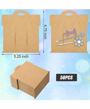 50 Pcs Kraft Hair Clip Display Cards - 4.75 x 5.25 in Rectangular Design for Hair Bow & Barrettes - Brown Cardboard Organizer for Jewelry & Accessories - Buy Online on GoSupps.com