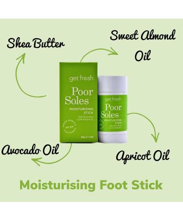 Get Fresh - Poor Soles Moisturising Foot Stick Dry Feet Cracked Heel Treatment Lemongrass Fragrance - 28g - Buy Online on GoSupps.com