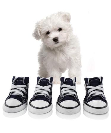 abcGoodefg Pet Dog Shoes Puppy Canvas Sport Sneaker Boots, Outdoor Nonslip Causal Shoes, Rubber Sole Soft Cotton Inner Fabric Shose for Snall Dog #2(1.331.73), Dark Blue #2(1.33*1.73) Blue