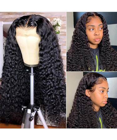 Deep Wave Lace Front Wigs Human Hair 13X4 Deep Curly Wave HD Transparent Lace Frontal Wigs for Black Women 150% Density Pre Plucked with Baby Hair (18 Inch) 18 Inch (Pack of 1) deep wave lace front wig