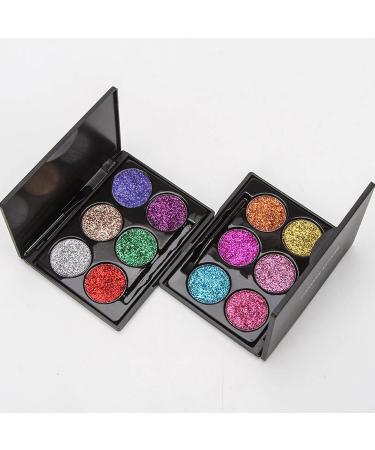 LXGWQF Colorful Scallion Powder Eye Shadow Pearlescent Glitter Powder Sequins Super Flash Flash Stage Eye Makeup with Brush 6 B One Size - Buy Online on GoSupps.com