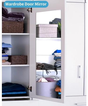 Shatterproof Full Length Wall Mirror Set 12x12 Acrylic Tiles, Extra Thick, Over The Door & Wall-Mounted, Ideal for Bedroom, Living Room, Home Gym Pack of 4 - Buy Online on GoSupps.com