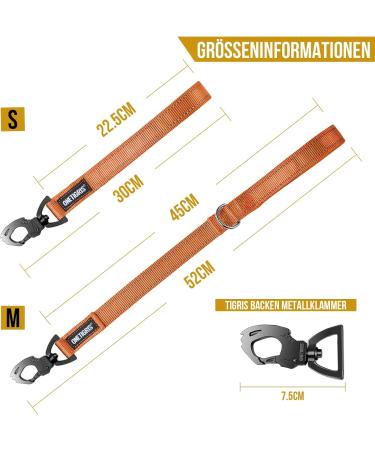Oneigris Bolt Short Guide Dog Leash 30cm | Reflective Nylon Tiger Tooth Clip Soft Upholstery | Ideal for Medium & Large Dogs | Orange - Buy Online on GoSupps.com