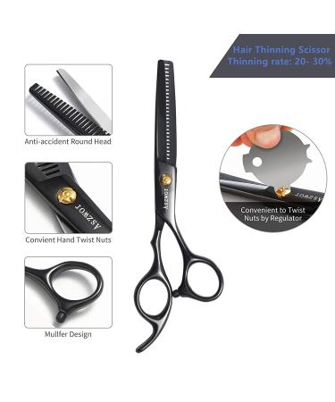 Aszwor Hair Cutting Scissors Set - 12 PCS Professional Hairdressing Shears Kit with Thinning Shears - Perfect for Home, Salon, Barber - Black - Buy Online on GoSupps.com