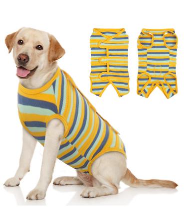 Kuoser dog body after op breathable body dogs after op for dogs/cats colored dog body after castration male bitch medical body dog alternative to the ruff xxl green & yellow