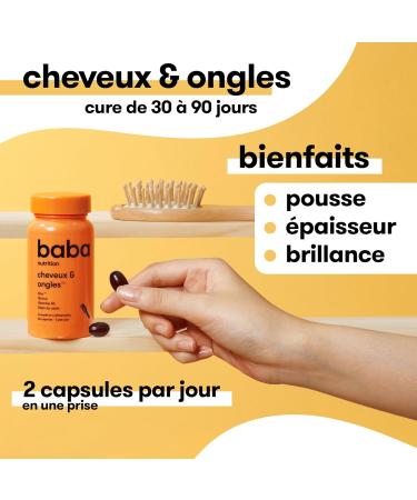 Baba Nutrition Hair & Nail Growth Supplement | Hair Care | Zinc Biotin Vitamin B6 Grape Seed Oil | 60 Capsules - Buy Online on GoSupps.com